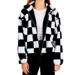 Crave Fame faux fur checkered jacket NWT Size
Small